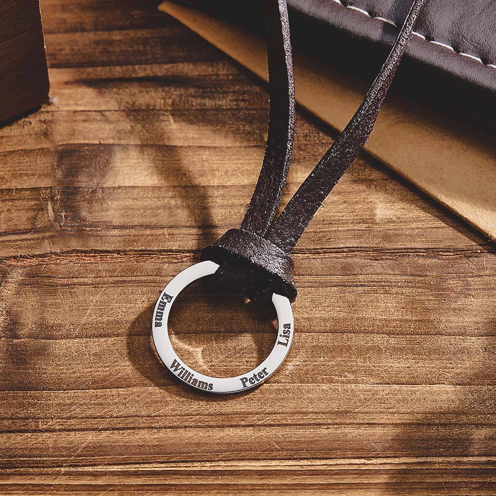 Angled side view of Personalised Necklace showing PU Leather Cord and Alloy Hardware