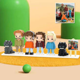 Custom Full-Body Cute Brick Figures of 4 People and 2 Cats with Frame Personalized Anniversary Gift Birthday Gift