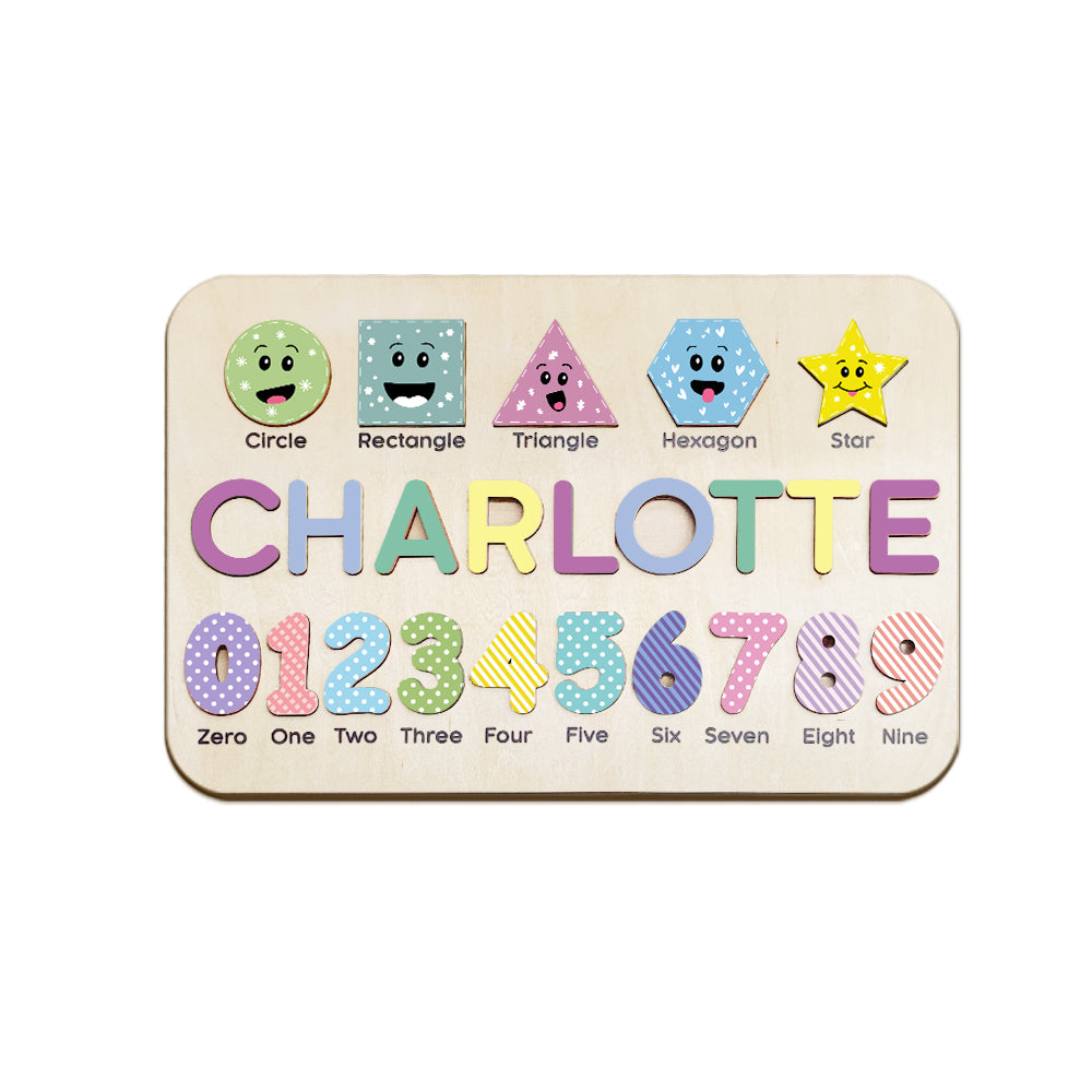 Size reference of the personalised wooden name puzzle (approx. 42 cm x 27.5 cm) laid flat to demonstrate space for full names and letter shapes