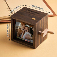 Custom Text & Photo Personalized Music Flipbook Frame Animation Machine Hand-cranked Flipbook Box Photo Album with Light Anniversary Gifts