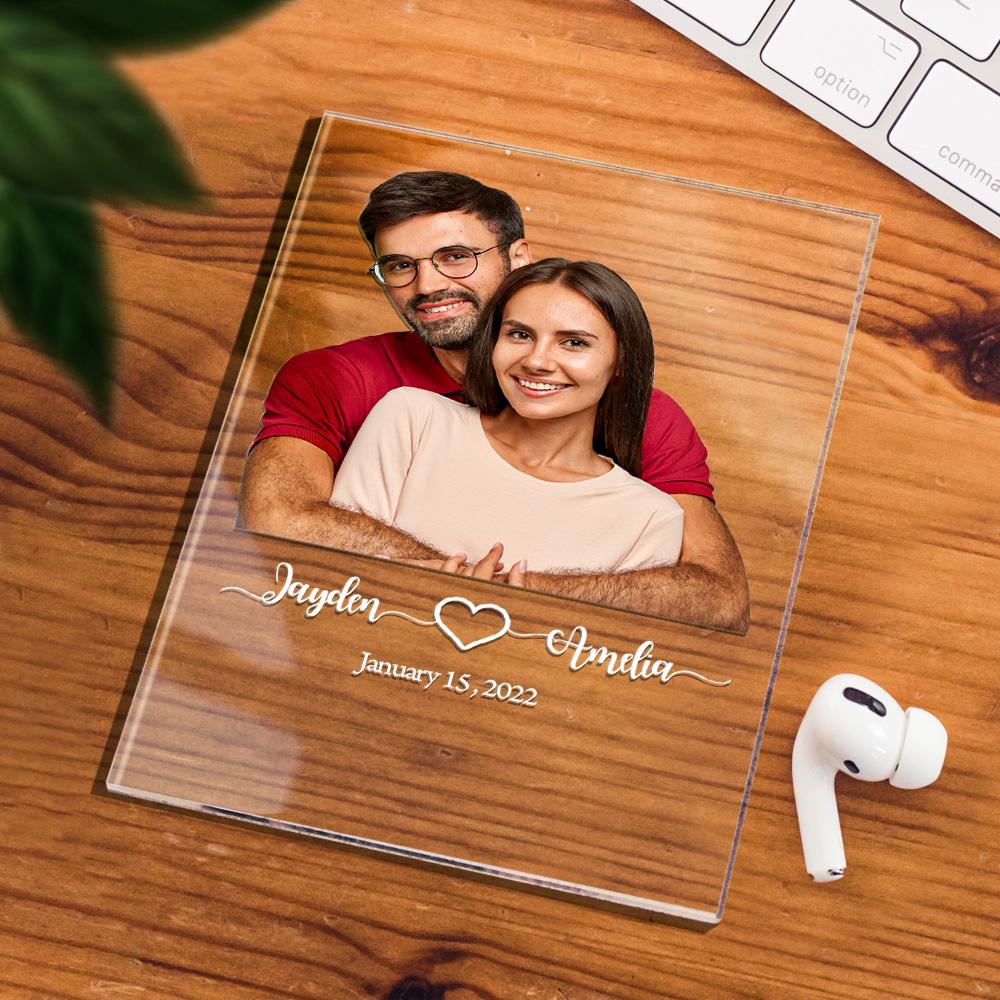 Personalised Photo Acrylic Plaque – Unique Engagement & Wedding Gift for Couples