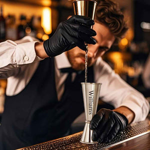 Personalized Engraved Text Stainless Steel Cocktail Jigger Measurements Gift for Bartender