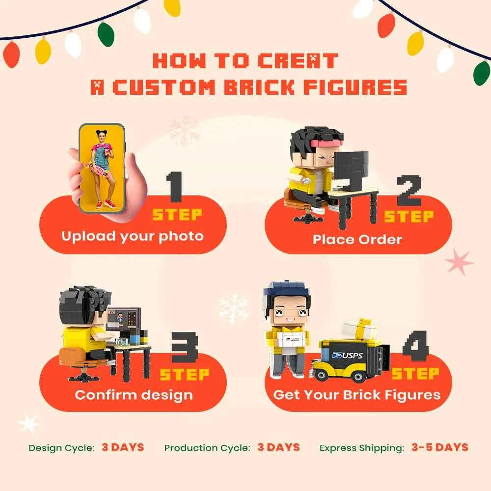 Full Body Customizable 3 People Custom Brick Figures Small Particle Block