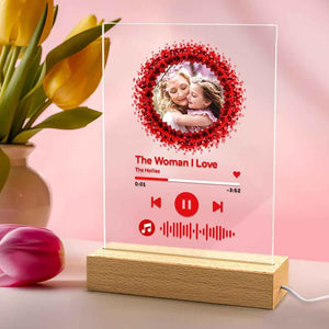 Custom Photo Can't Stop Love Scannable Music Code Music Plaque Night Light Personalized Acrylic Photo Gift For Mom