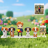 Custom Full-Body Brick Figures of 1 Person and 4 Dogs with Frame Personalized Anniversary Gift Birthday Gift