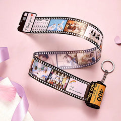 Personalised Camera Reel Keychain - Custom Photo & Text Keyring Gift