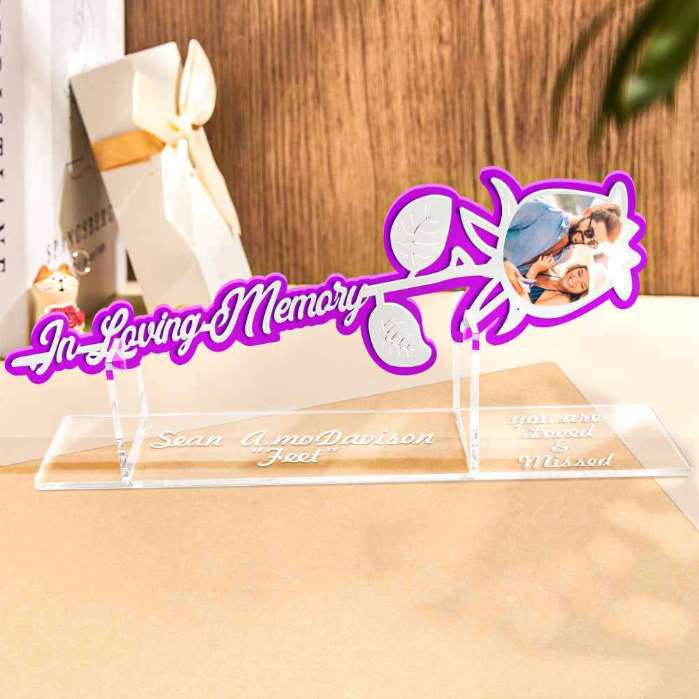 Personalized Rose Acrylic Ornament Custom Photo In Loving Memory Rose Sign
