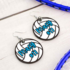 Personalized Volleyball Earrings with Name and Number Earrings Gift for Volleyball Lover