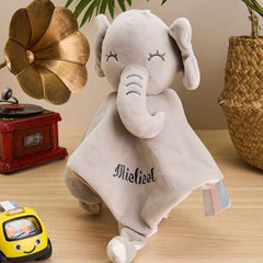 Personalized Soothe Towel Bibs Soft Sleeping Rabbit Elephant with Embroidered Name Gift for Baby