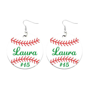 Personalized Baseball Softball Wooden Earrings Birthday Anniversary Gift for Sports Lover