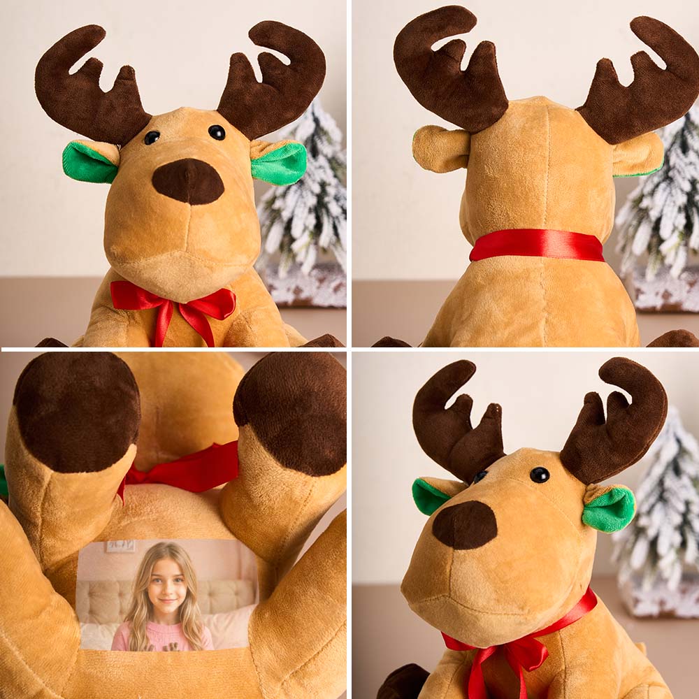 Side-angle detail of personalised moose plush highlighting neat stitching and high-quality finish — bespoke custom stuffed toy