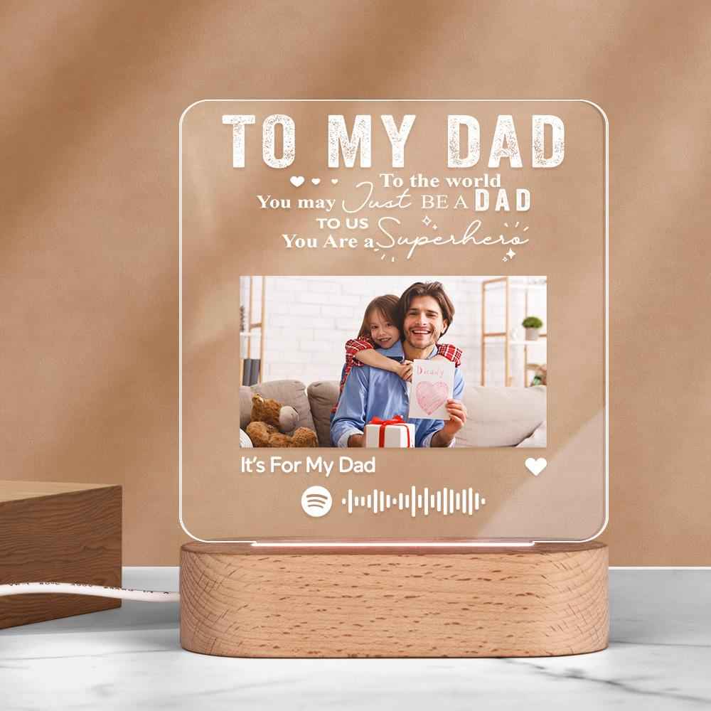 Personalized Music Plaque Photo Night Light Song Plaque Custom Photo Lamp Music Code Engagement Anniversary Gift for Dad