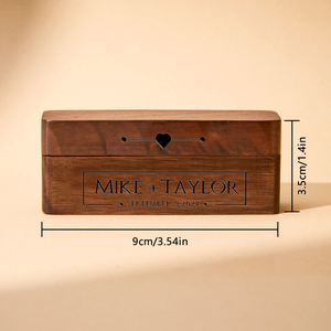 Personalized Engraved Wood Rings Bearer Box with Name and Date Wedding Proposal Gift for Couple