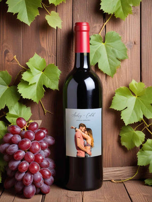 Custom Photo & Text Wine Bottle Sticker – Birthday Housewarming & Party Gift