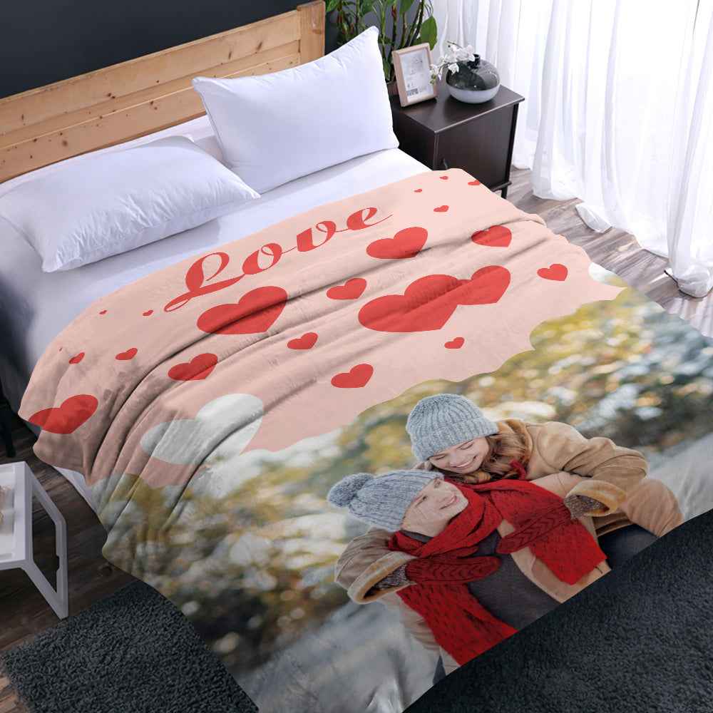 Custom Love Couple Blanket Personalized Valentine's Day Blanket