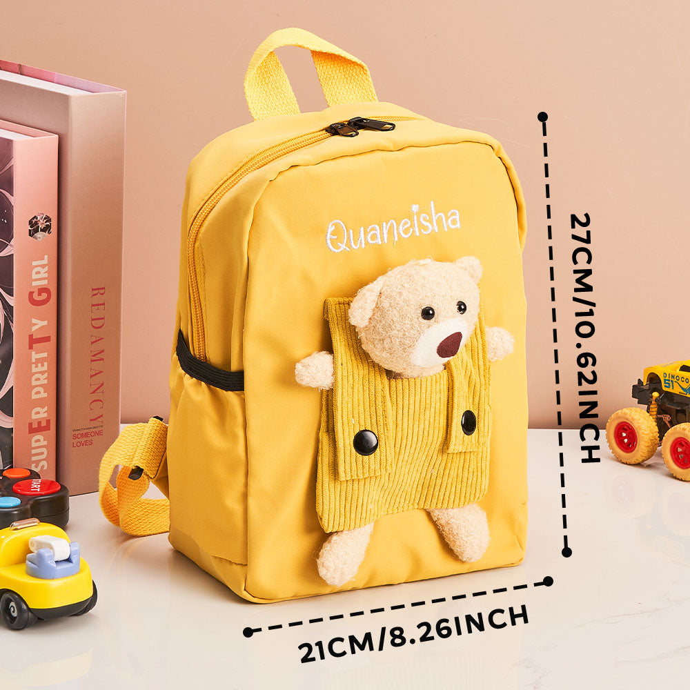 Close-up of durable nylon and polyester fabric, reinforced zip and stitching on the personalised kids' backpack