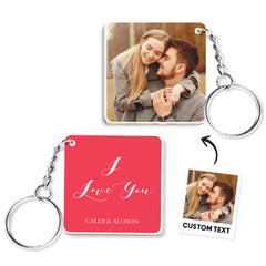 Custom Double Sided Photo Keychain | Personalised Acrylic Gift For Her/Him