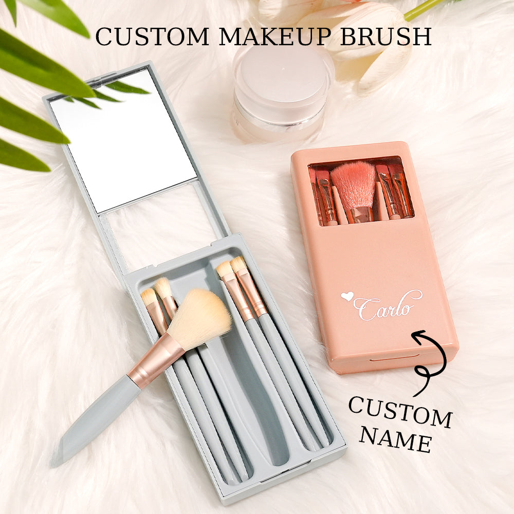Personalised Engraved Make-up Brush Set – Custom Beauty Brushes with Name