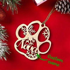 Personalized Wood Pet Paw Christmas Ornament