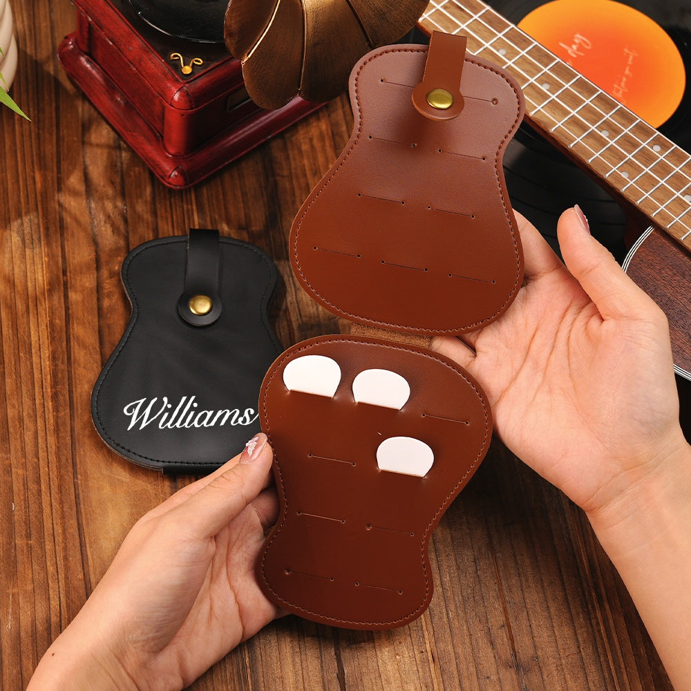 Personalised PU Leather Guitar Picks Bag with Name - Custom Music Gift for Guitarists