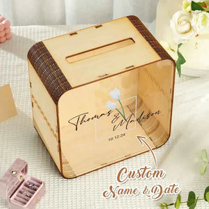 Personalized Wedding Card Box Square Wedding Memory Box Wedding Gift for Couple
