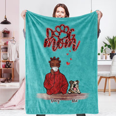 Personalised Name Dog Mum Fleece Blanket - Custom Pet Number Blanket