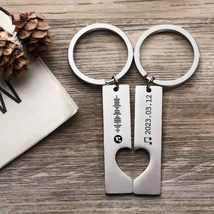 Best Gift For Friend 2 Personalized Music Code Keychain | Heart Cut Out Keychain