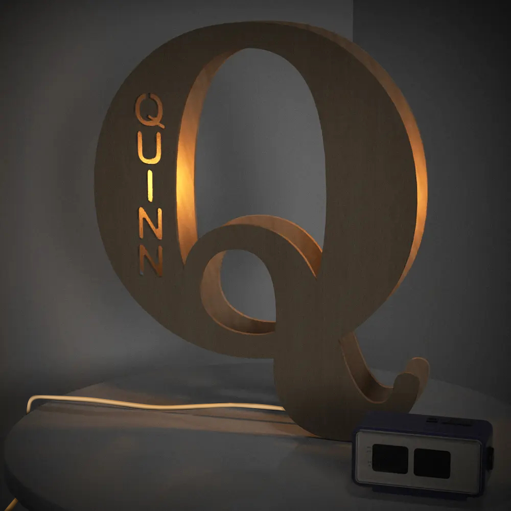 Personalised Wooden Letter Lamp - Custom Name Night Light 19CM - Unique Gift