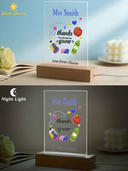 Custom Engraved Back to School Transparent Night Light with Pencil Design White Light Teacher's Day Gift