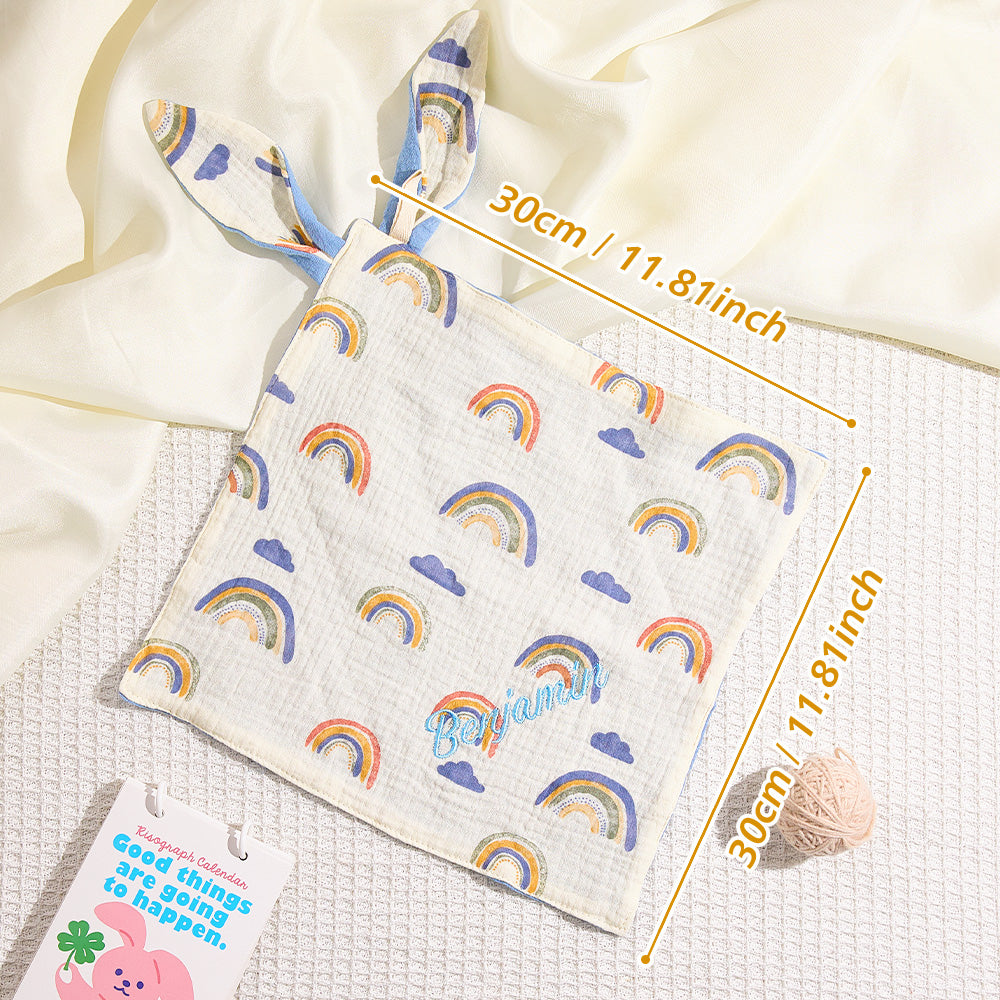 100% soft cotton fabric with a personalised embroidered name as a keepsake.