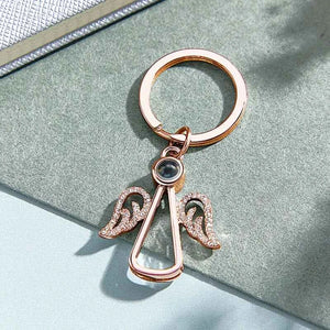 Personalized Angel Photo Keychain Projection Gem Ornament Memorial Gifts For Her