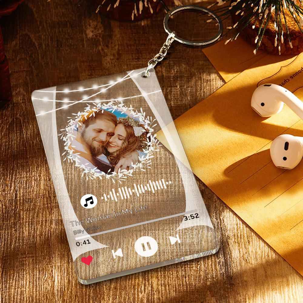 Custom Photo Marry Me Circular Scannable Music Code Music Plaque Night Light Personalized Acrylic Photo Frame