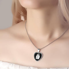 Personalised Photo Engraved Heart Necklace - Custom Couple Gift