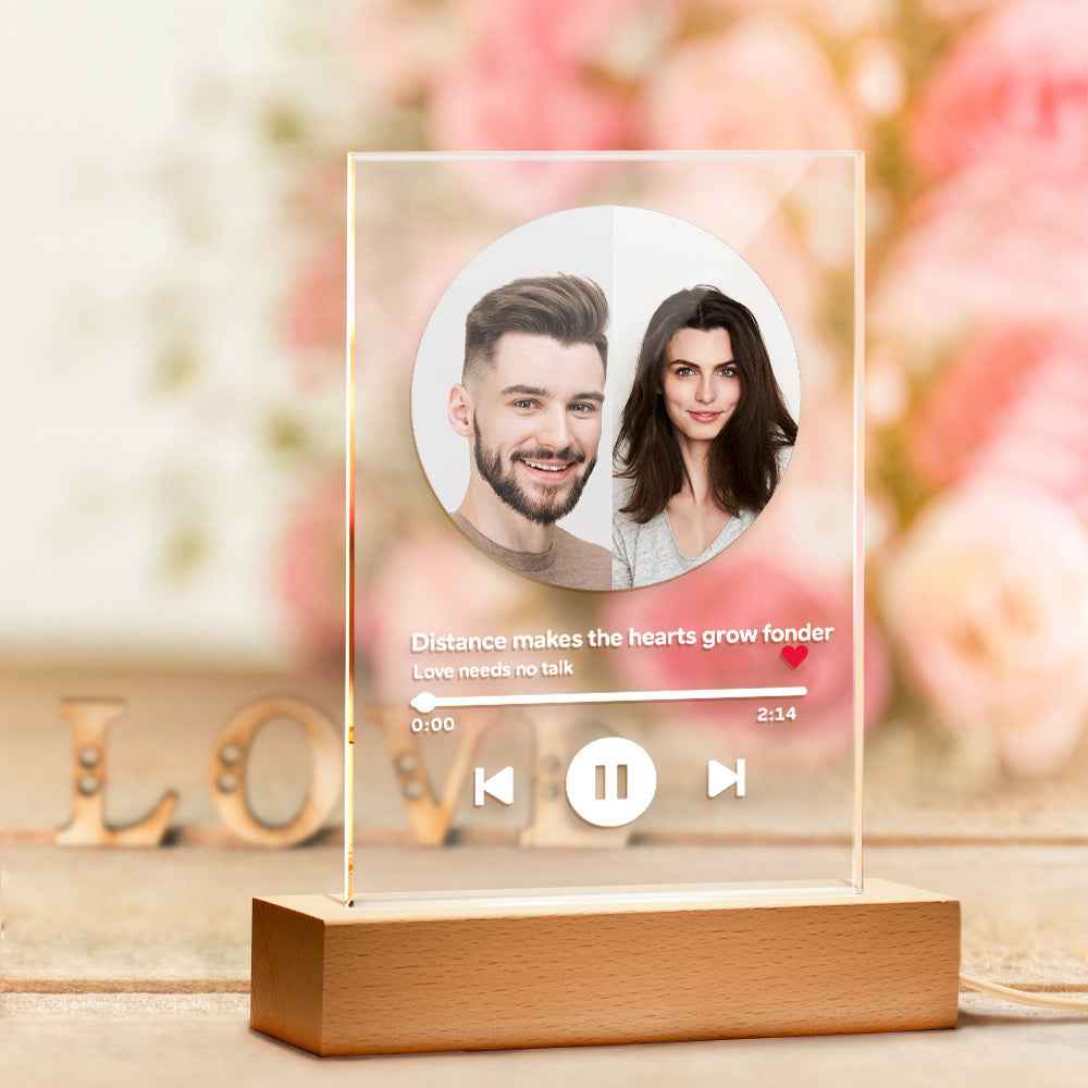 Personalized Song Acrylic Plaque Photo Night Light Couple Gifts