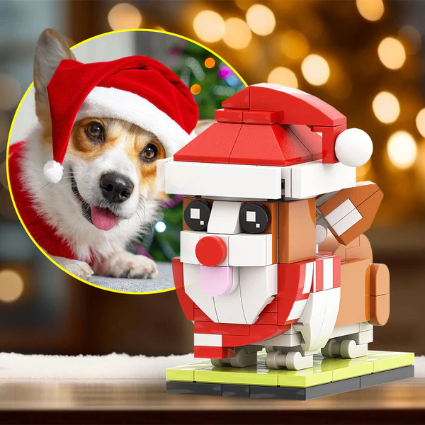 Custom Christmas Corgi Brick Figure - Personalised Dog Building Block Set