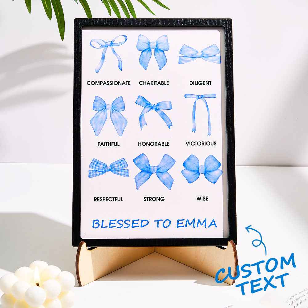 Personalized Bow Wooden Plaque with Biblical Text Birthday Gift for Her