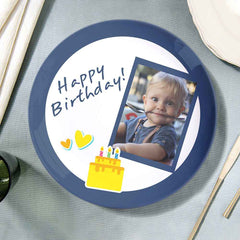 8.1 Inch Custom Photo Happy Birthday Ceramics Dinner Plates For Kids