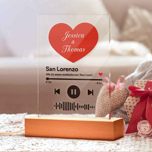 Custom Scannable Code Red Heart Acrylic Music Plaque Night Light Lamp Gifts For Couple