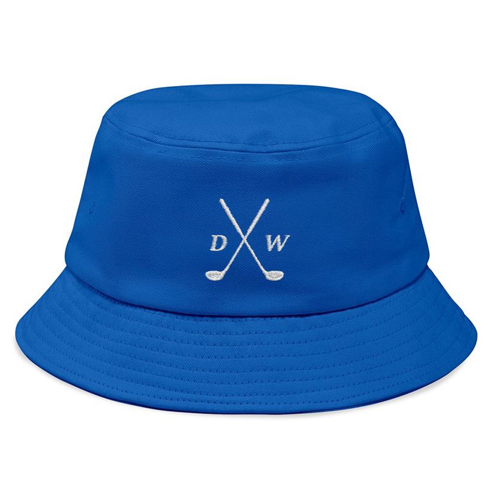 Personalised unisex embroidered bucket hat front view – soft cotton fisherman/golf hat, foldable and breathable