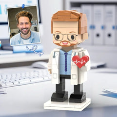 Personalised Head Custom Text Brick Figure with Heart | Doctor's Day & Career Gift