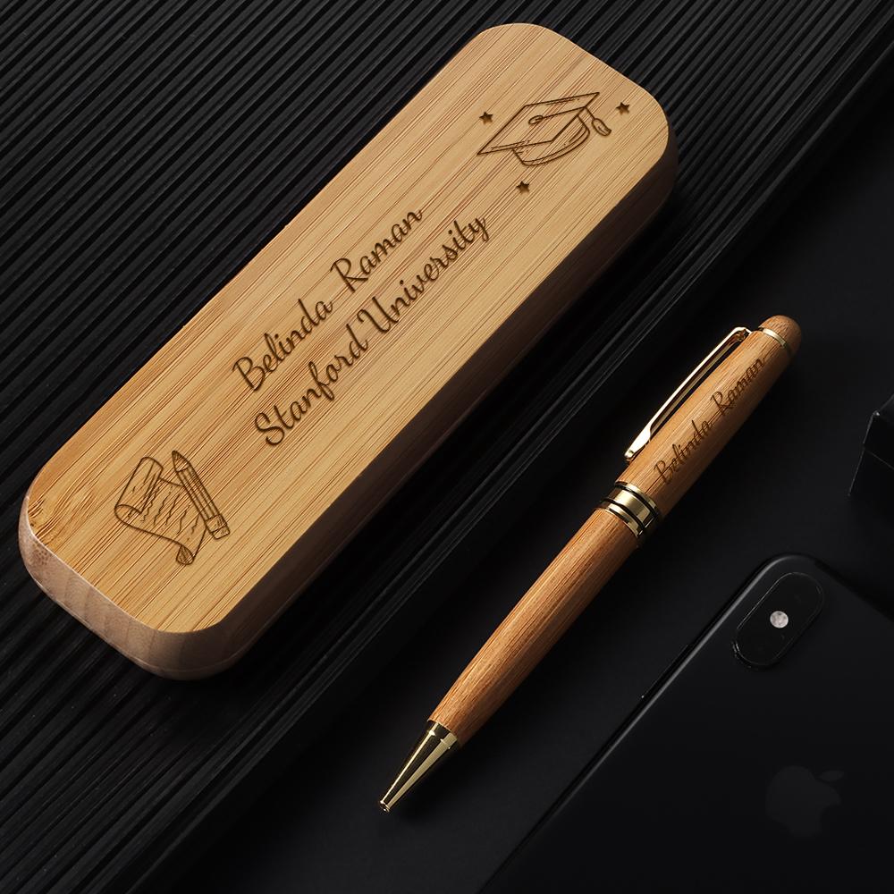 Personalised Engraved Wood Pen Set in Luxury Wooden Box | Graduation Gift