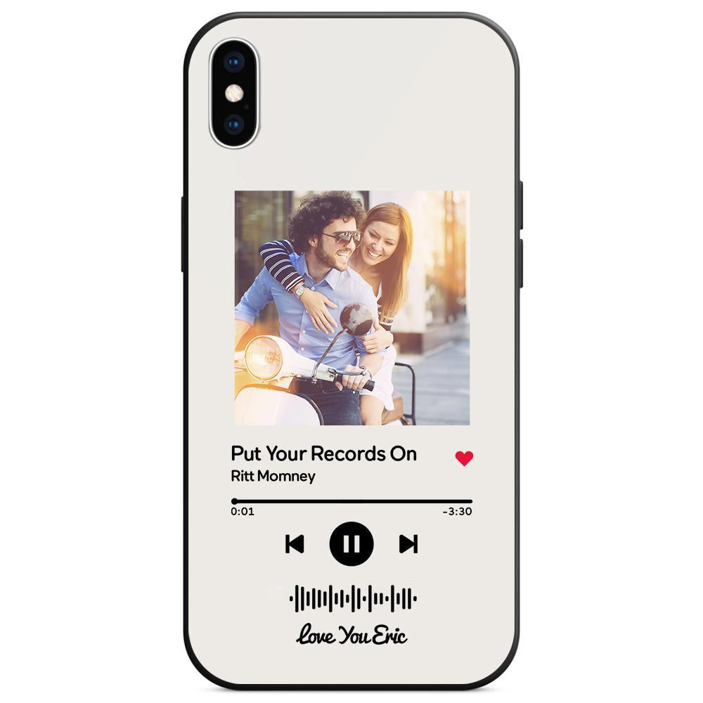 Custom Scannable Music Code Glass iPhone Case - Personalised Photo & Music