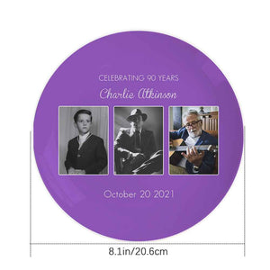 Custom Memorable Photo Purple Dinner Plates with Text