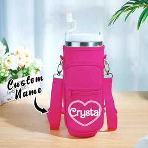 Personalized Water Bottle Carrier Bag for 40oz Stanley Tumbler with Straw Topper Pouch Gift for Her