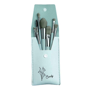 Personalized Birth Flower PU Leather Makeup Brush Bag with 8 Pcs Makeup Brushes Birthday Gift for Her