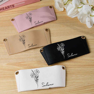 Personalized Birth Flower Water Bottle Carrier Bag for 40oz Stanley Tumbler Adjustable Strap Gift for Women