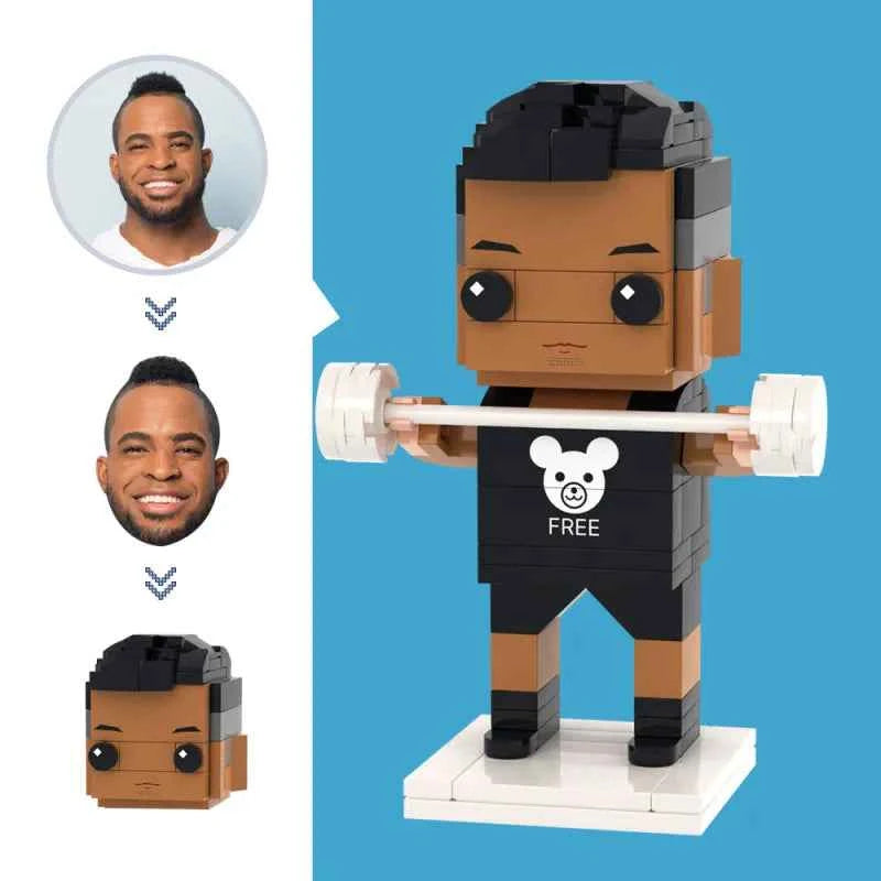 Customized Head Weightlifter Brick Figures Small Particle Building Block Toys Can Be Customized As Building Block Art Gifts