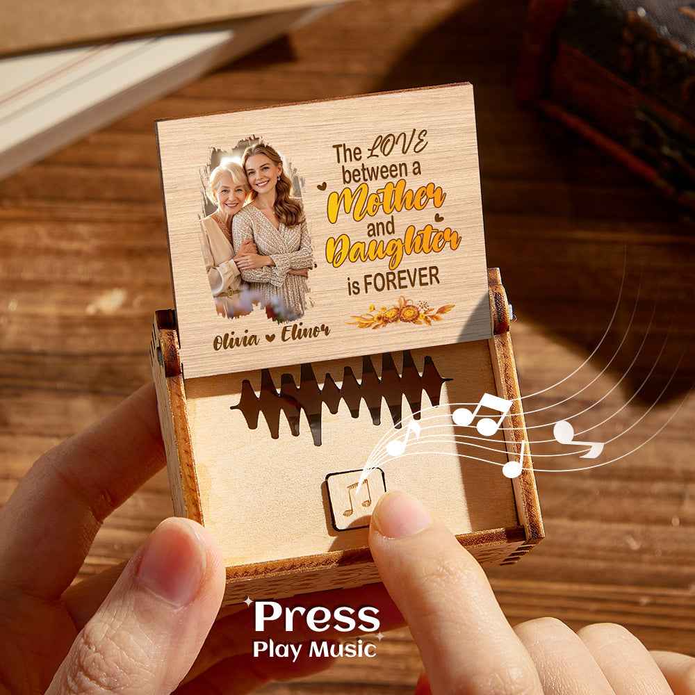 Personalized Wooden Photo Music Box Custom Mother and Daughter Music Box Gift for Mother