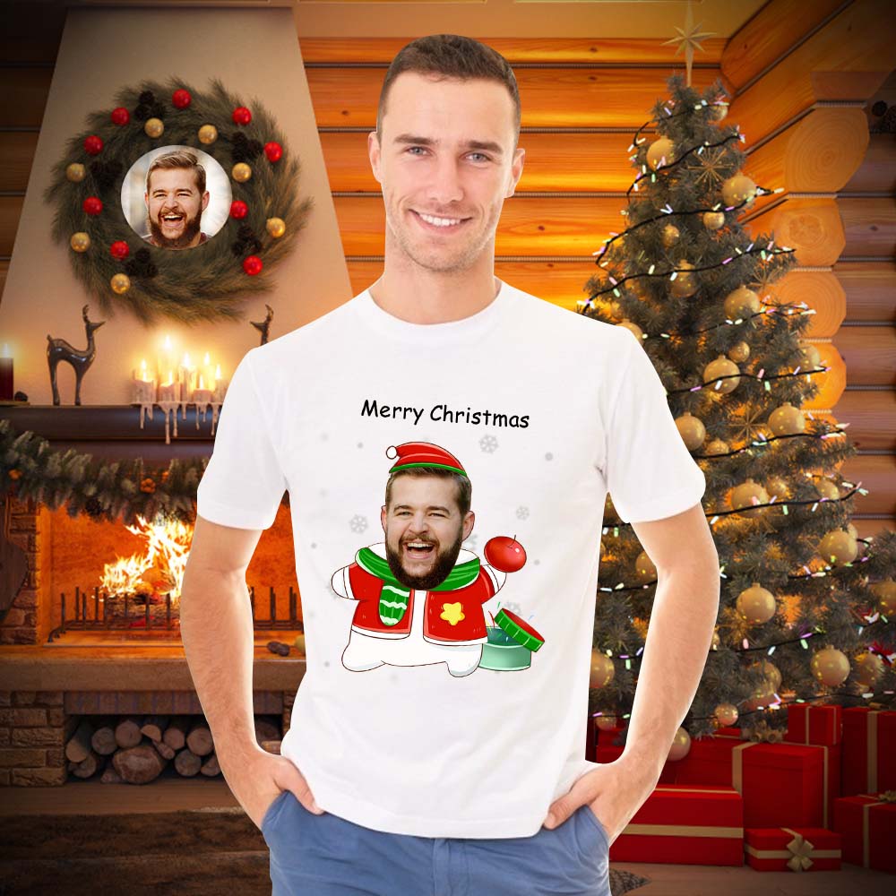 Back view of Personalised Face T-Shirt showing edge-to-edge custom photo coverage and consistent all-over sublimation print for a standout personalised gift
