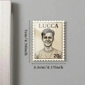 Custom Portrait Vintage Stamp Fridge Magnet Personalized Photo Name Postage Stamp Fridge Magnet Anniversary Gifts